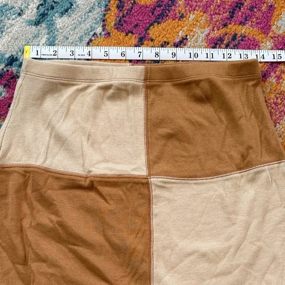 PacSun Tan and Cream Patchwork mini Skirt - Picture 2 of 4